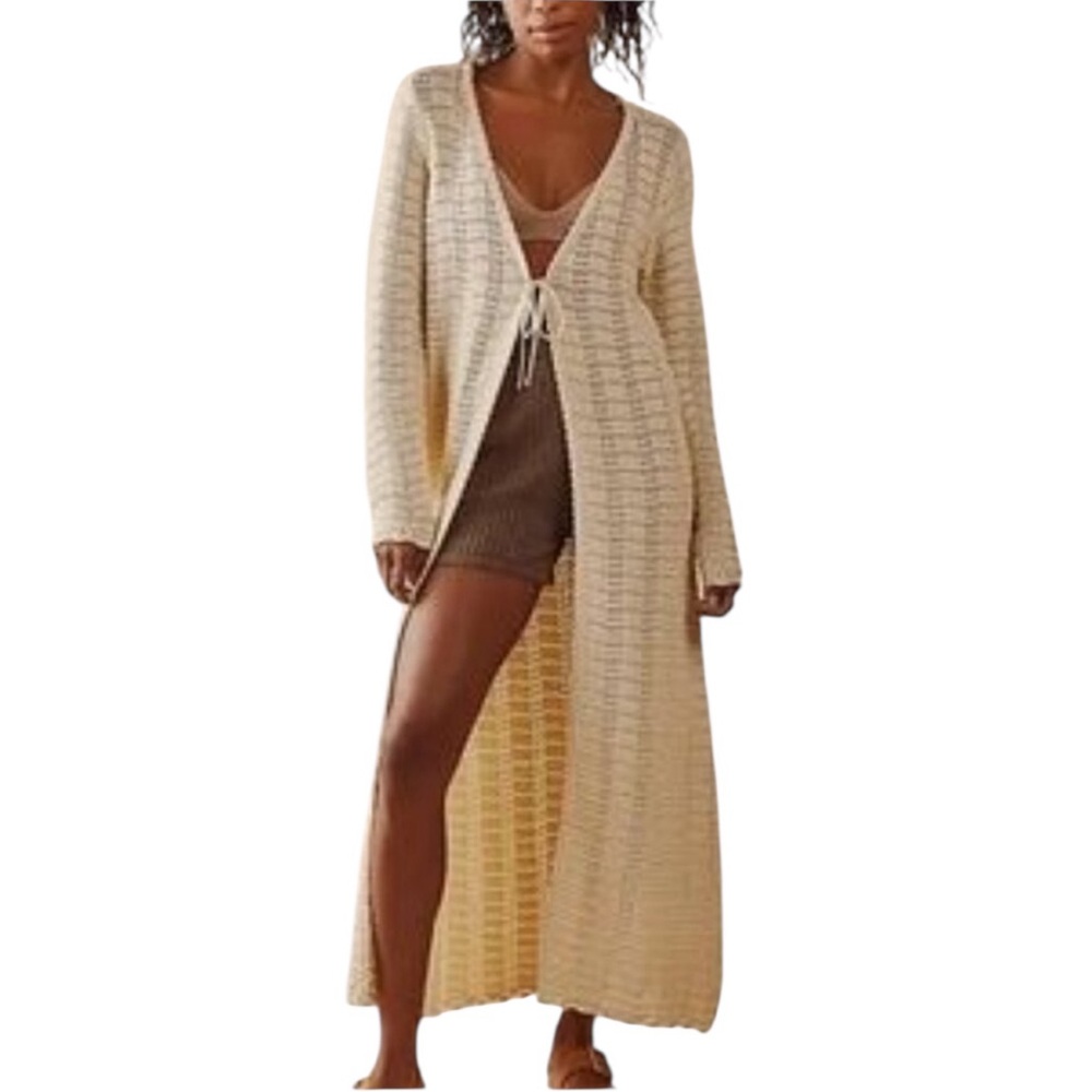 FREE PEOPLE Beach women's size small S landry fauxchet cardi swim cream coverup